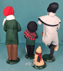 Byers Choice Victorian Christmas Carolers Lot of 4 Woman, Man, Child & Dog