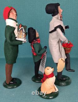 Byers Choice Victorian Christmas Carolers Lot of 4 Woman, Man, Child & Dog