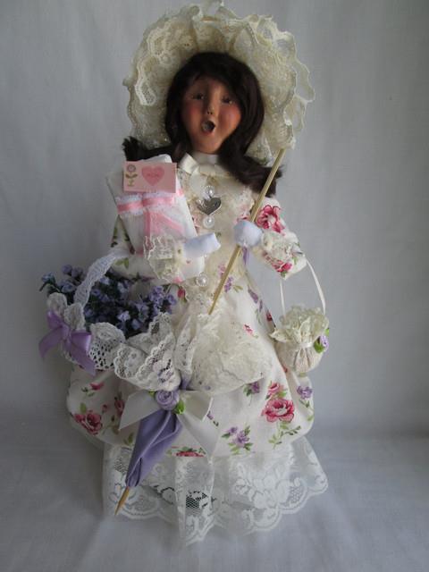 Byers Choice Victorian Lady Woman W Parasol, Mother's Day Gift & Handbag Euc
