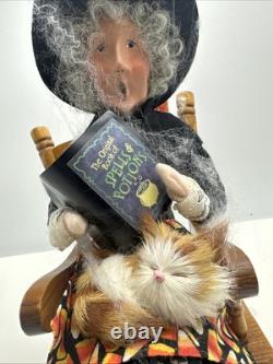 Byers Choice Witch in Rocking Chair Cat Book Retired Halloween Carolers Byers Choice Witch in Rocking Chair Cat Book Retired Halloween Carolers