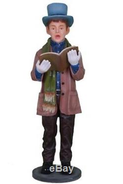 Caroler Boy Singing Life Size Christmas Resin Statue