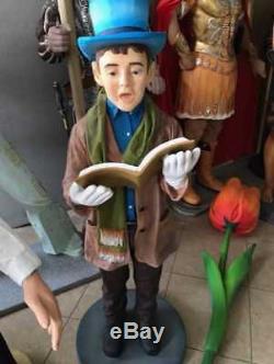 Caroler Boy Singing Life Size Christmas Resin Statue