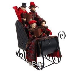 Caroler family in Sleigh S4 tan & red plaid Victorian costume trm 3500750 NEW
