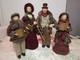 Carolers Figurines 4 Christmas Real Clothing Resin. The Tallest 20 & 16 Rare