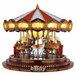Carousel Christmas Prop Deluxe Animated LED Lights 20-Songs Decoration Holiday