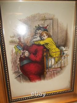 Caught. Hugging Santa Claus. Thomas Nast Christmas Print 7 1/2 x 6
