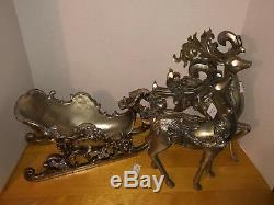 Champagne/Silver LARGE Christmas Sleigh and Reindeer NOT Katherine's Collection