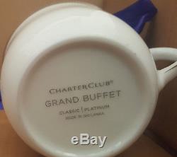 Charter Club Grand Buffet Round Class Platinum 40 Piece 8 Place Setting New