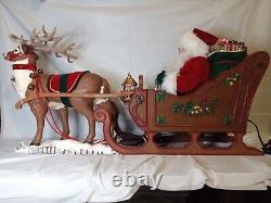 Christmas Animated Santa Sleigh & Reindeer Musical Holiday Creations 1993 WORKS