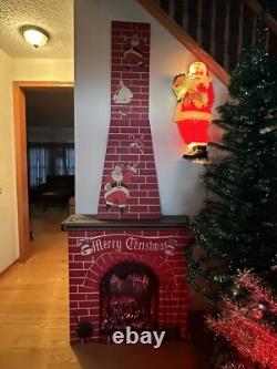 Christmas Cardboard Electric Fireplace Chimney Fire Glow Effect E-Z Do Life Size Christmas Cardboard Electric Fireplace Chimney Fire Glow Effect E-Z Do Life Size