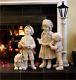 Christmas Carolers Children With Dog & Lamp Post Indoors Or Outdoors Statues