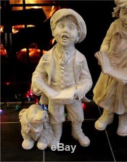 Christmas Carolers Children With Dog & Lamp Post Indoors or Outdoors Statues