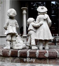 Christmas Carolers Children With Dog & Lamp Post Indoors or Outdoors Statues