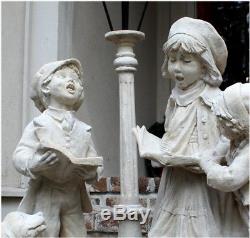 Christmas Carolers Children With Dog & Lamp Post Indoors or Outdoors Statues