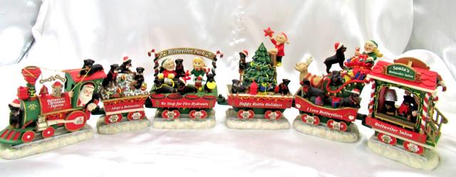 Christmas Danbury Mint Rottweiler Dog Complete Christmas Express Train, 6 Pcs