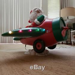 Christmas Decor Lighted Animated Santa Claus Airplane Floor Display