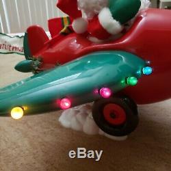 Christmas Decor Lighted Animated Santa Claus Airplane Floor Display