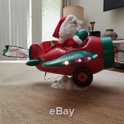 Christmas Decor Lighted Animated Santa Claus Airplane Floor Display