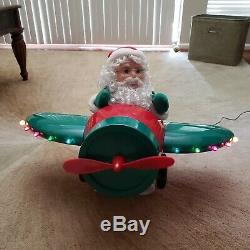 Christmas Decor Lighted Animated Santa Claus Airplane Floor Display