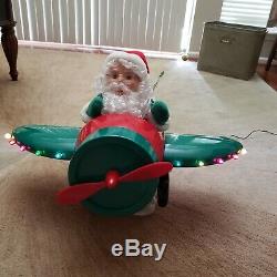 Christmas Decor Lighted Animated Santa Claus Airplane Floor Display