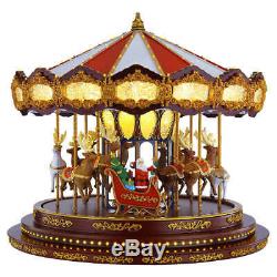 Christmas Deluxe Carousel Animated LED Light Show Plays 20 Christmas Songs New