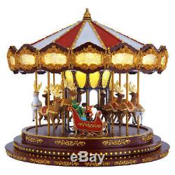 Christmas Deluxe Carousel Animated LED Light Show Plays 20 Christmas Songs New