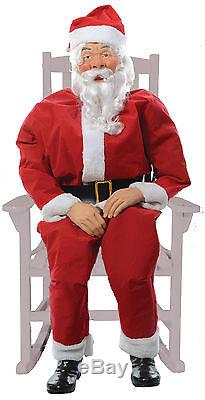 Christmas Fun Life-size Rocking Chair Santa Prop with Rotating Jolly Sayings