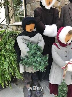 Christmas Holiday Carolers Display With Pet Reindeer Life Size Family