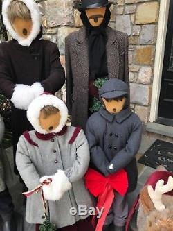 Christmas Holiday Carolers Display With Pet Reindeer Life Size Family