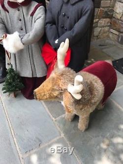 Christmas Holiday Carolers Display With Pet Reindeer Life Size Family