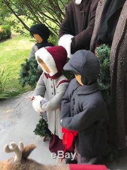 Christmas Holiday Carolers Display With Pet Reindeer Life Size Family