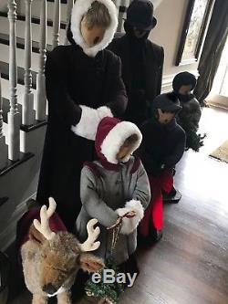 Christmas Holiday Carolers Display With Pet Reindeer Life Size Family