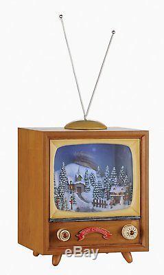 Christmas Home Decor Lighted Musical Animated Retro TV Set Multicolor Large, 10
