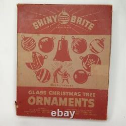 Christmas Ornament Santa Claus Birds Shiny Brite Glass Set Of 8 & Box Ultra Rare