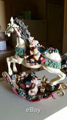 Christmas rocking horse loaded with toys 11 tall very ornate