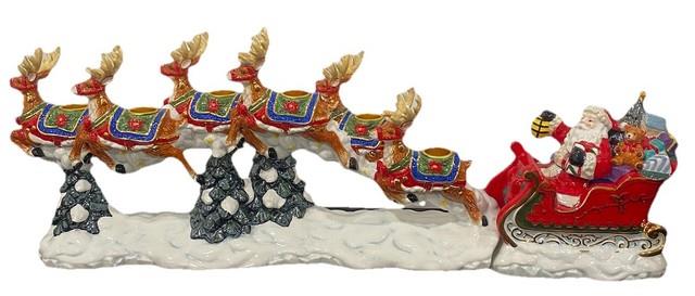 Christopher Radko Centerpiece Up! Up! & Away Musical Plays Here Comes Santa
