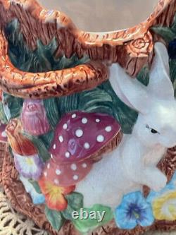 Christopher Radko RARE Blossom Bunnies Cookie Jar Perfect Condition NEVER USED