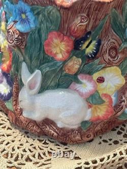 Christopher Radko RARE Blossom Bunnies Cookie Jar Perfect Condition NEVER USED