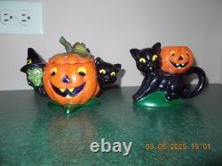 Christopher Radko Shiny Brite Halloween Cat & Pumpkin Sugar Bowl & Creamer Set Christopher Radko Shiny Brite Halloween Cat & Pumpkin Sugar Bowl & Creamer Set