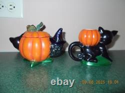 Christopher Radko Shiny Brite Halloween Cat & Pumpkin Sugar Bowl & Creamer Set Christopher Radko Shiny Brite Halloween Cat & Pumpkin Sugar Bowl & Creamer Set