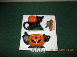 Christopher Radko Shiny Brite Halloween Cat & Pumpkin Sugar Bowl & Creamer Set Christopher Radko Shiny Brite Halloween Cat & Pumpkin Sugar Bowl & Creamer Set