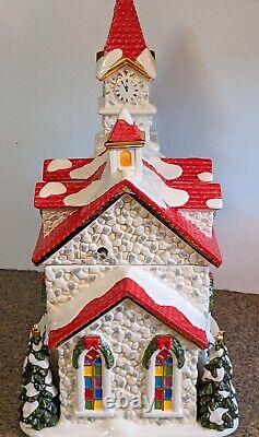 Christopher Radko Village Square Church Cookie Jar Musical Silent Night RARE