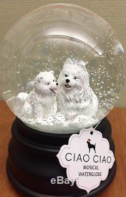 Ciao Ciao Eskimo Samoyed Spitz Mom/Baby Puppy Snow Globe NWT