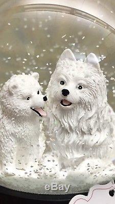Ciao Ciao Eskimo Samoyed Spitz Mom/Baby Puppy Snow Globe NWT