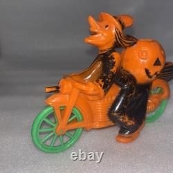 Circa 1940s 1950s Rosbro Halloween Witch On Motorcycle Candy Container 7 Wide Circa 1940s 1950s Rosbro Halloween Witch On Motorcycle Candy Container 7 Wide