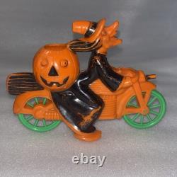 Circa 1940s 1950s Rosbro Halloween Witch On Motorcycle Candy Container 7 Wide Circa 1940s 1950s Rosbro Halloween Witch On Motorcycle Candy Container 7 Wide