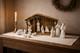 Collector's Nativity Creche With Complete White & Gold Porcelain Lefton
