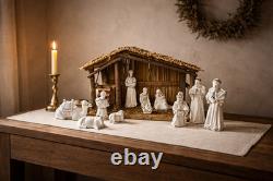 Collector's Nativity Creche with complete White & Gold Porcelain Lefton