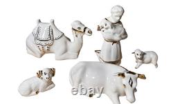 Collector's Nativity Creche with complete White & Gold Porcelain Lefton