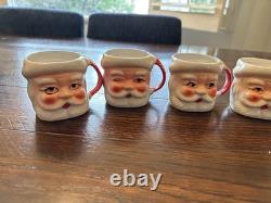 Complete set of 6 mid century 1950's winking Santa mugs-Japan-3. Peace stamped